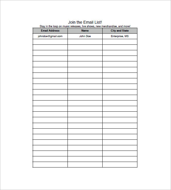 Email List Template 10+ Free Word, Excel, PDF Format Download Email List Template 10+ Free Word, Excel, PDF Format Download