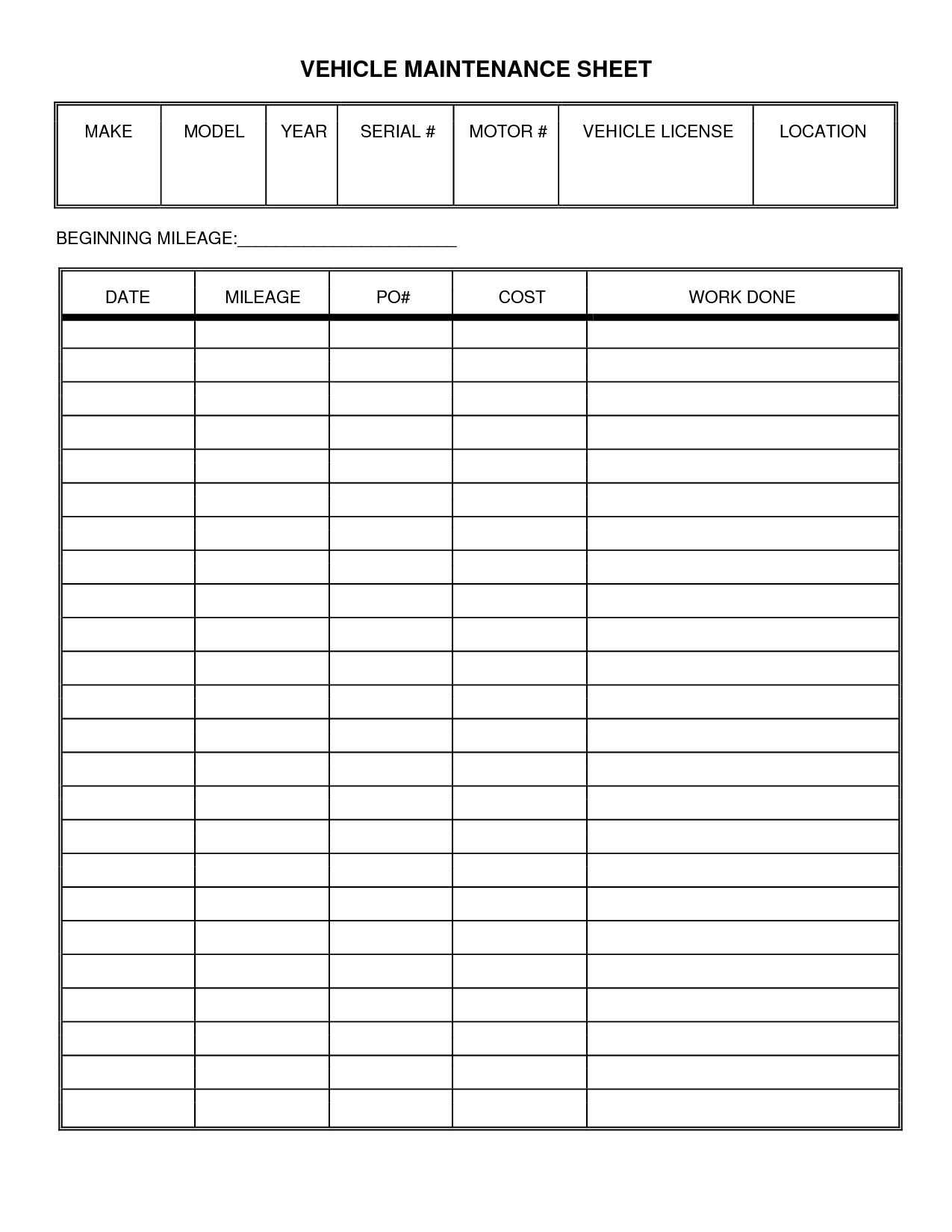 Vehicle Maintenance Log Sheet Template | Car Maintenance Tips Vehicle Maintenance Log Sheet Template | Car Maintenance Tips