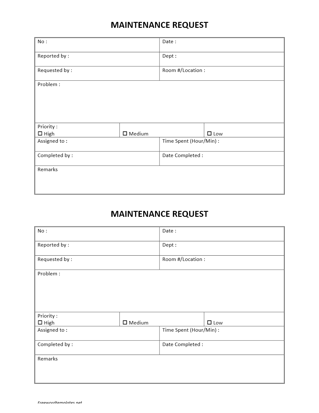 Landlord Maintenance Request Template Landlord Maintenance Request Template