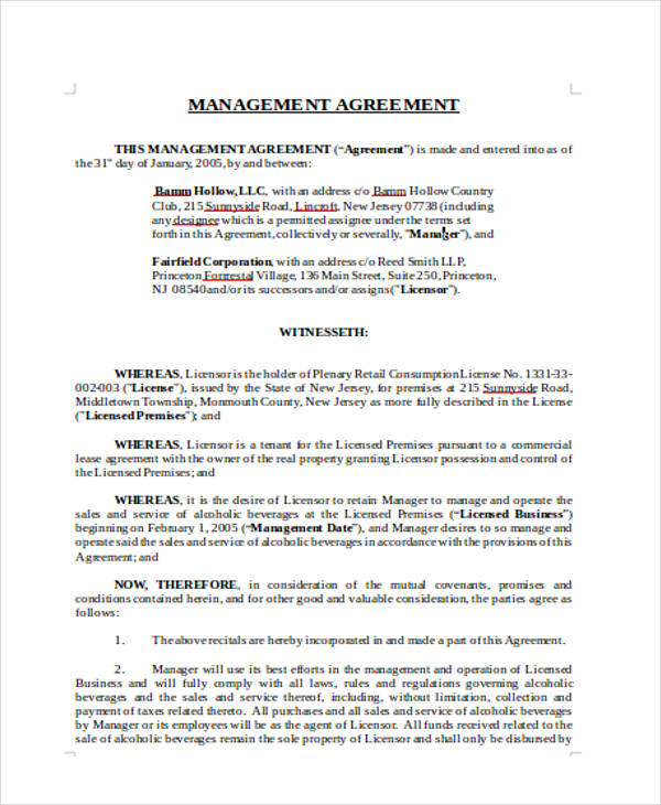 Management Agreement Templates 11 Free Word, PDF Format Download Management Agreement Templates 11 Free Word, PDF Format Download