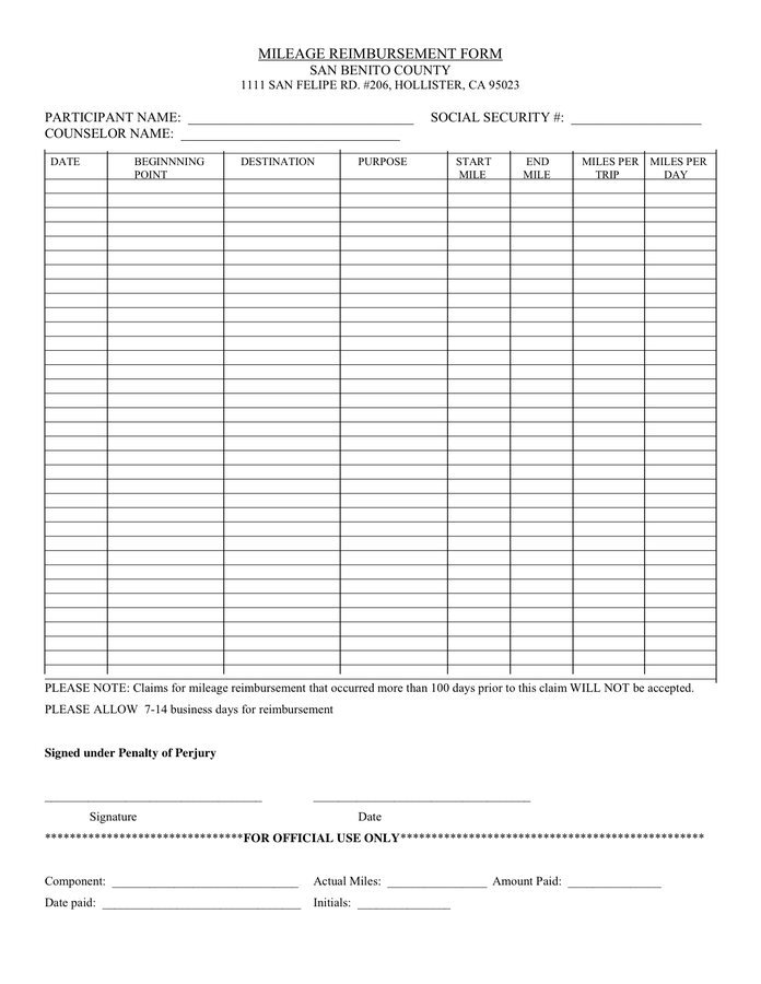 mileage reimbursement form template sample mileage reimbursement mileage reimbursement form template sample mileage reimbursement