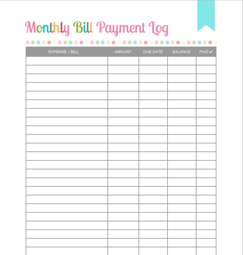 Free Printable Monthly Bill Payment Log Shared by Pinterest. Free Printable Monthly Bill Payment Log Shared by Pinterest.