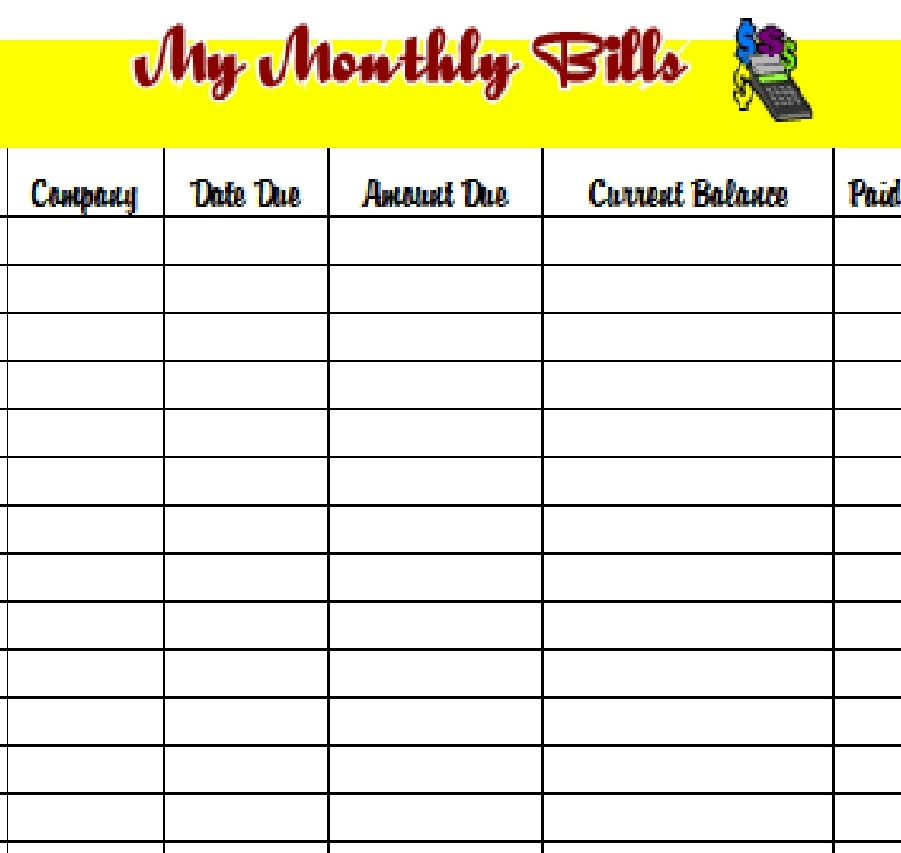 Download The Pdf Template And Keep Track Of Your Monthly Bills Download The Pdf Template And Keep Track Of Your Monthly Bills