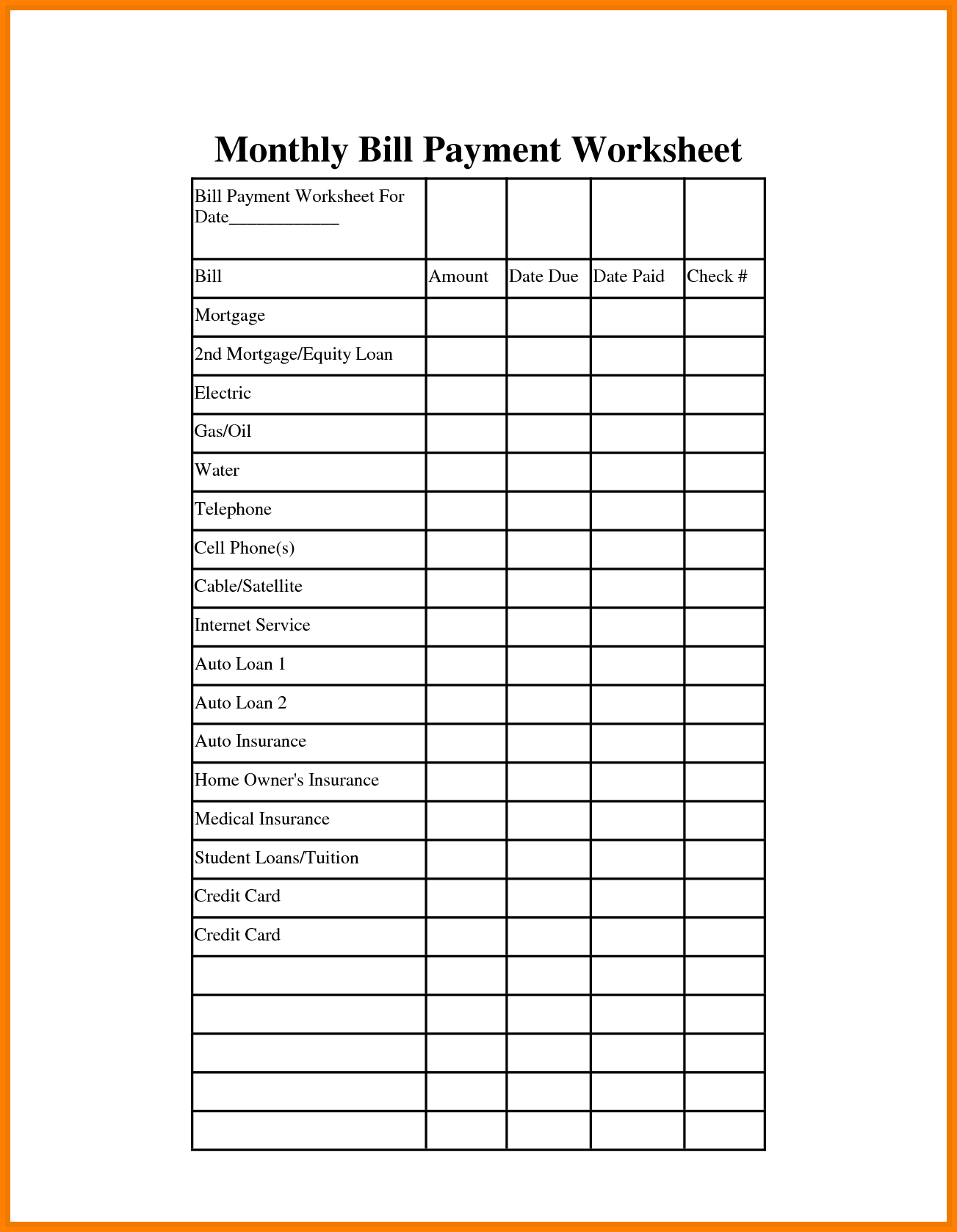 Remarkable Monthly Bill Organizer And Payment Schedule Template Remarkable Monthly Bill Organizer And Payment Schedule Template
