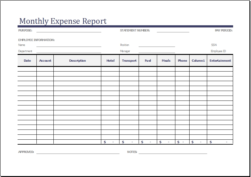 Small business monthly expenses expense report and template sample Small business monthly expenses expense report and template sample