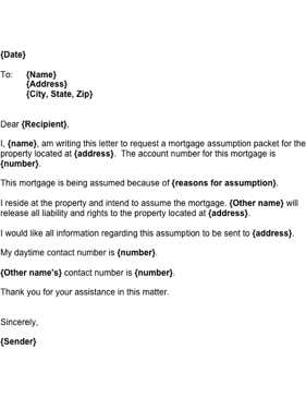 Mortgage Assumption Letter Template Mortgage Assumption Letter Template