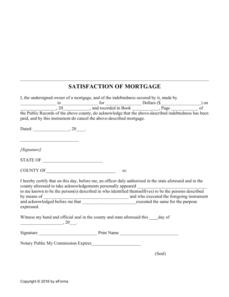 Free Mortgage Lien Release (Satisfaction of Mortgage) Form PDF Free Mortgage Lien Release (Satisfaction of Mortgage) Form PDF
