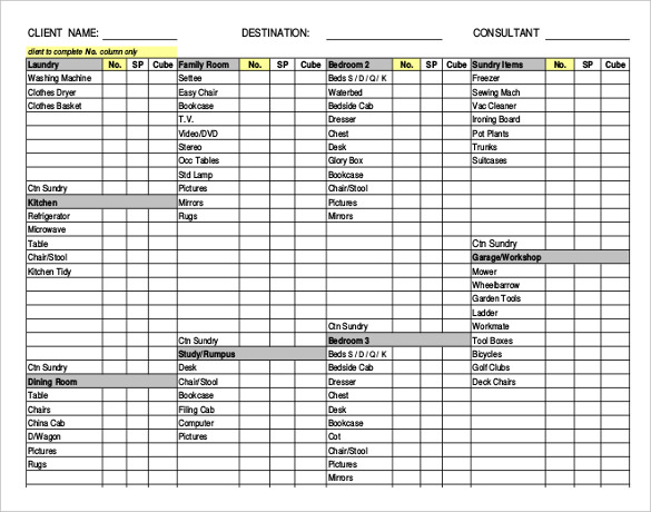 Moving Inventory Template – 15+ Free Excel, PDF Documents Download Moving Inventory Template – 15+ Free Excel, PDF Documents Download