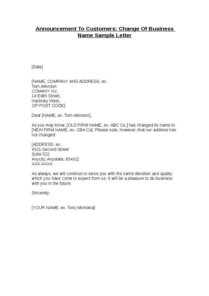 Name Change Notification Letter Free Letter Template with Sample Name Change Notification Letter Free Letter Template with Sample