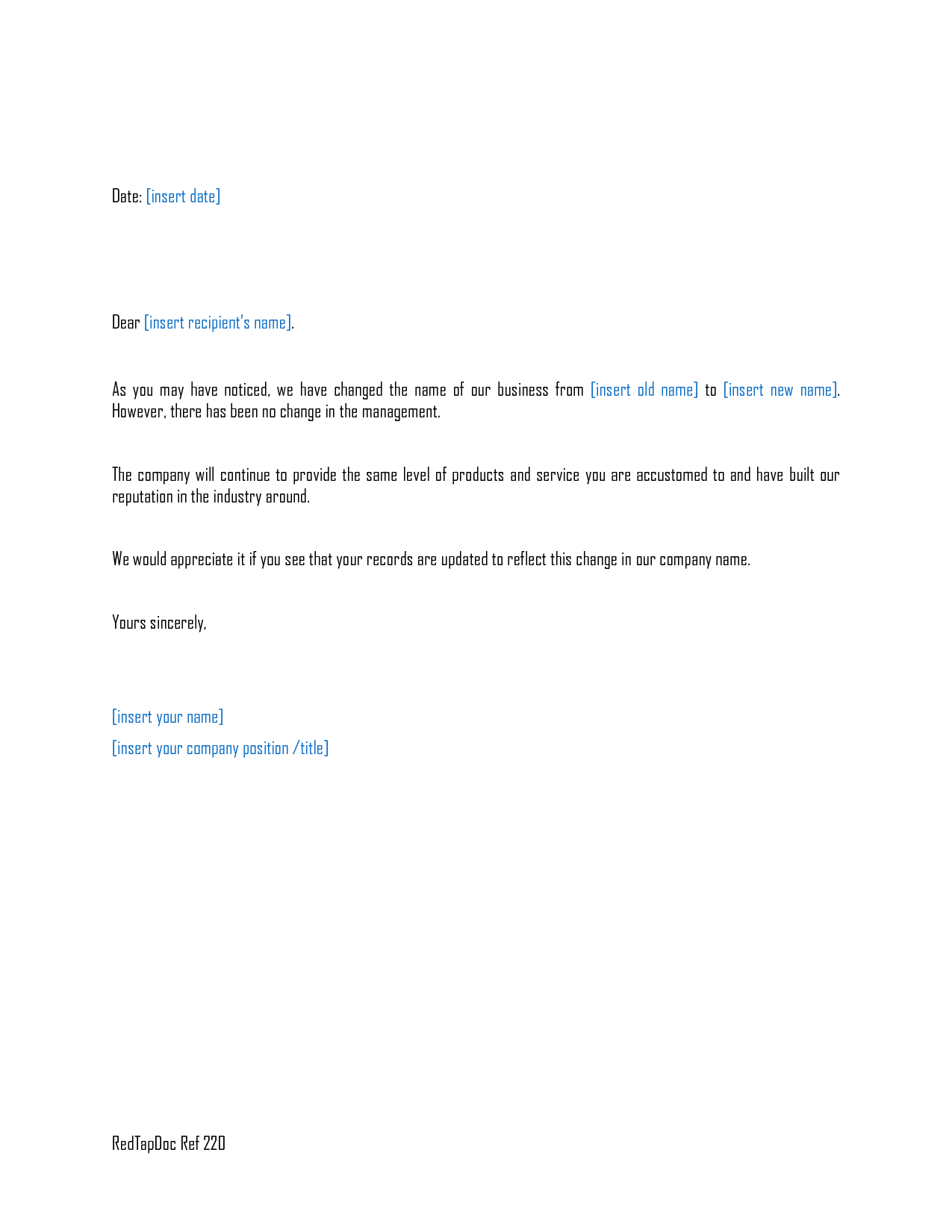 Notification of Name Change Letter FREE Template Notification of Name Change Letter FREE Template