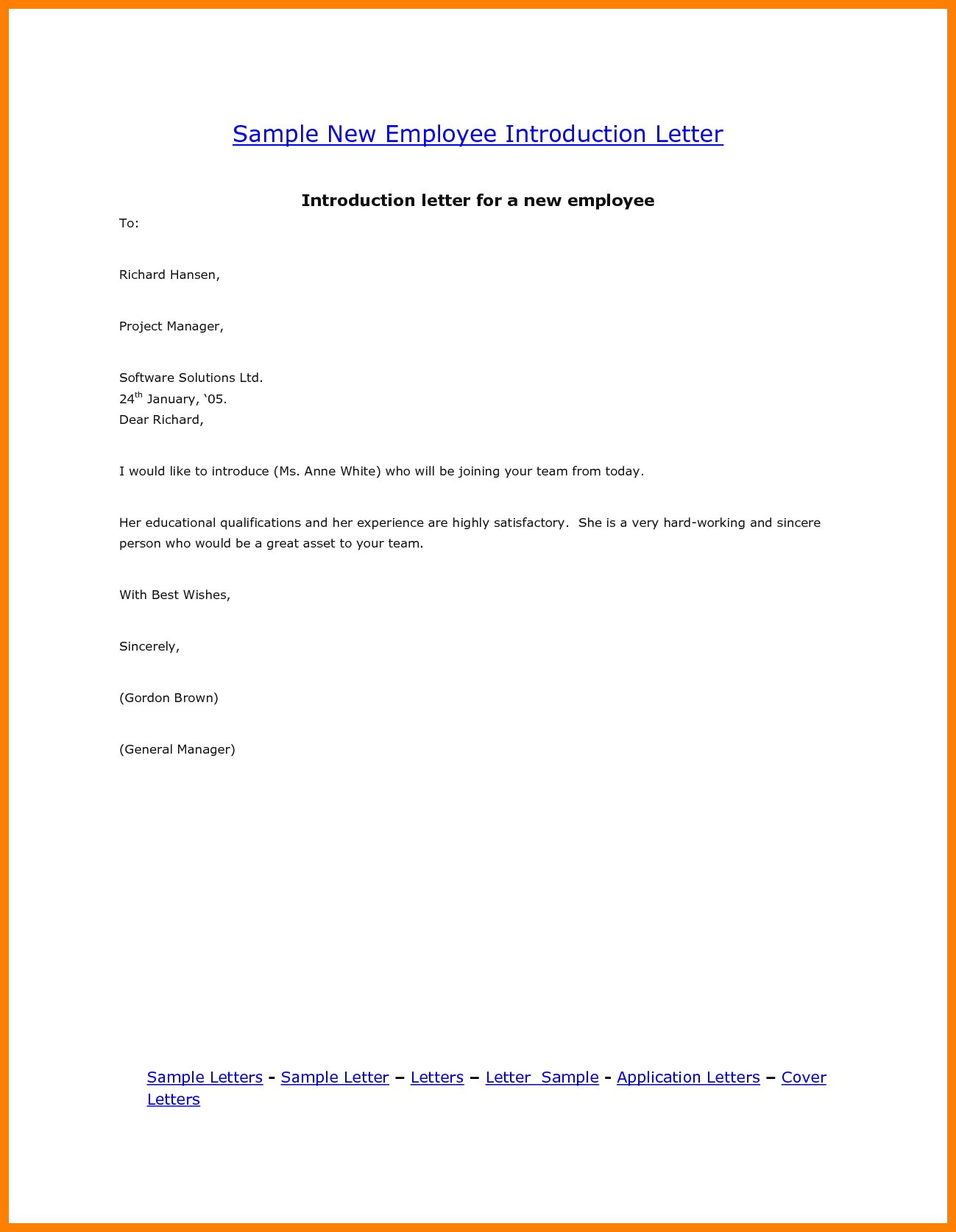 May I Introduce our New Employee to You Template & Sample Form May I Introduce our New Employee to You Template & Sample Form