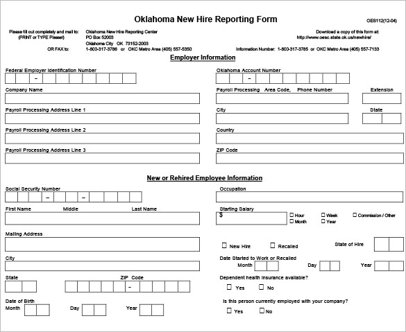 new hire form template 12 new hire processing forms hr templates new hire form template 12 new hire processing forms hr templates