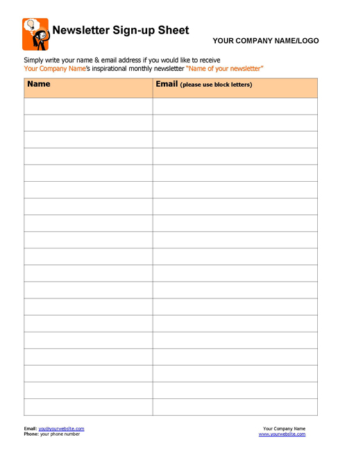 newsletter sign up sheet template April.onthemarch.co newsletter sign up sheet template April.onthemarch.co