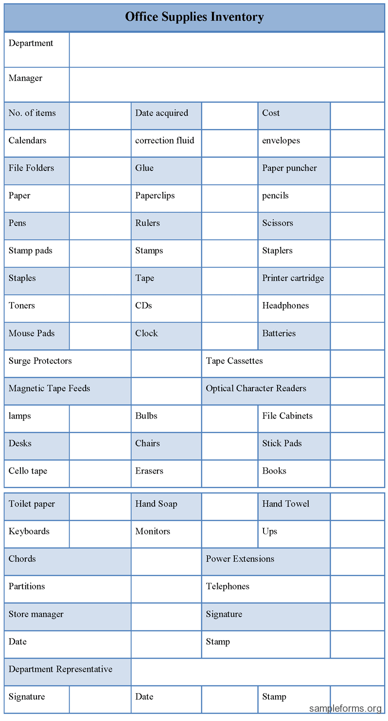 Office Supplies Inventory Template Office Supplies Inventory Template