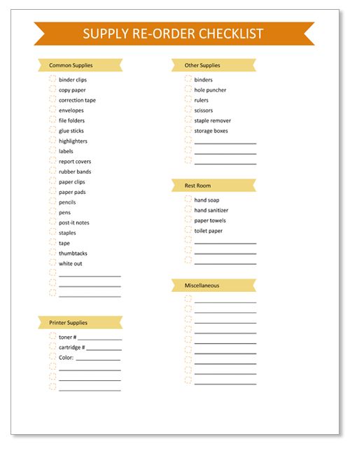 common office supply checklist printable | Printable Organization common office supply checklist printable | Printable Organization