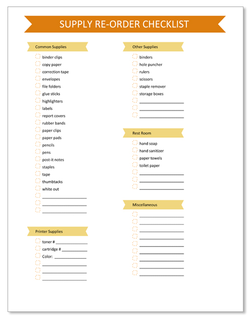 Office Supply Tip and Free Printable Checklist Template | 100 Office Supply Tip and Free Printable Checklist Template | 100