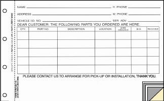 Special Parts Order Form, (GMPS 115 5), 5 part Special Parts Order Form, (GMPS 115 5), 5 part