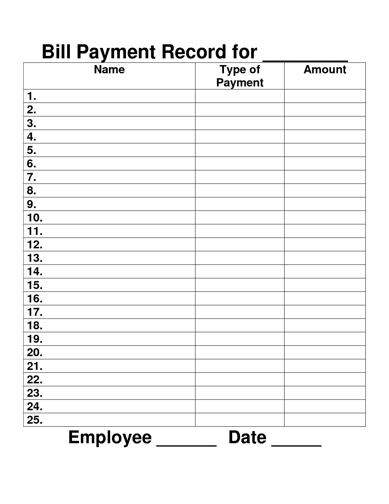 Payment Record Template Payment Record Template