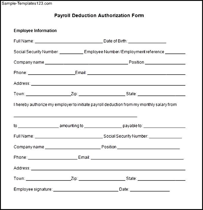 Payroll Deduction Form Template 10+ Free Sample, Example, Format Payroll Deduction Form Template 10+ Free Sample, Example, Format
