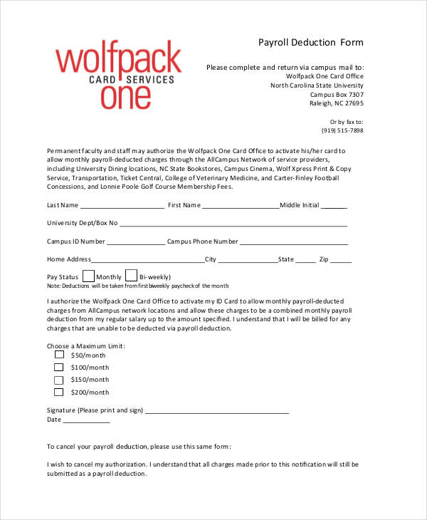 payroll authorization deduction form template payroll deduction payroll authorization deduction form template payroll deduction