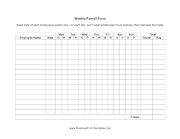 Weekly Payroll Form Template Weekly Payroll Form Template