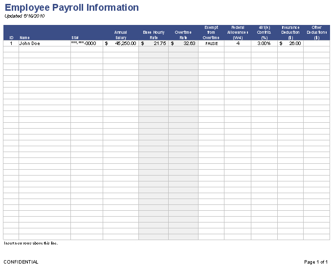Payroll Template Free Employee Payroll Template for Excel Payroll Template Free Employee Payroll Template for Excel