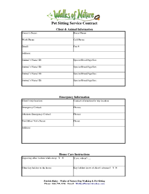 Instructions for pet sitter Instructions for pet sitter