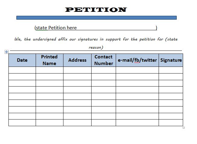 Petition Form Long Template Petition Form Long Template