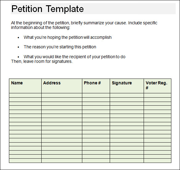Large Print Petition Template Large Print Petition Template