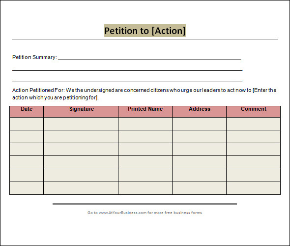Petition Form Template Petition Form Template