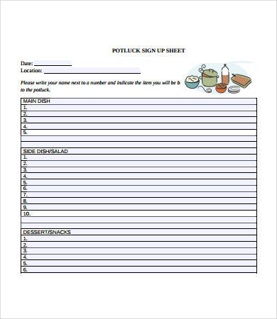 Potluck Signup Sheet 12+ Free PDF, Word Documents Download Potluck Signup Sheet 12+ Free PDF, Word Documents Download