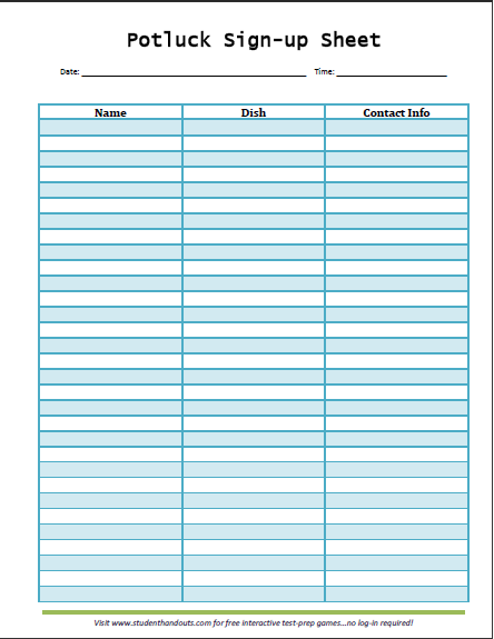 Potluck Sign Up Sheet template for Excel #myspirtedtailgate Potluck Sign Up Sheet template for Excel #myspirtedtailgate