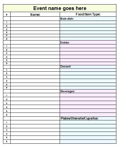 Potluck Signup Sheet 12+ Free PDF, Word Documents Download Potluck Signup Sheet 12+ Free PDF, Word Documents Download