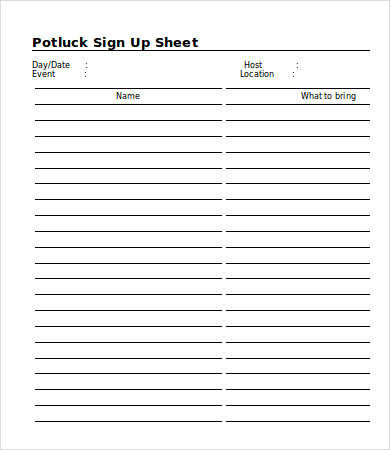 Potluck Sign Up Sheets for Excel and Google Sheets Potluck Sign Up Sheets for Excel and Google Sheets