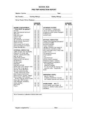 Sample Pre Trip Inspection Forms | Florida Transit Safety and Sample Pre Trip Inspection Forms | Florida Transit Safety and