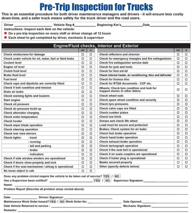 TX CDL Pre Trip Inspection Checklist (Walk Around) Skills Test TX CDL Pre Trip Inspection Checklist (Walk Around) Skills Test