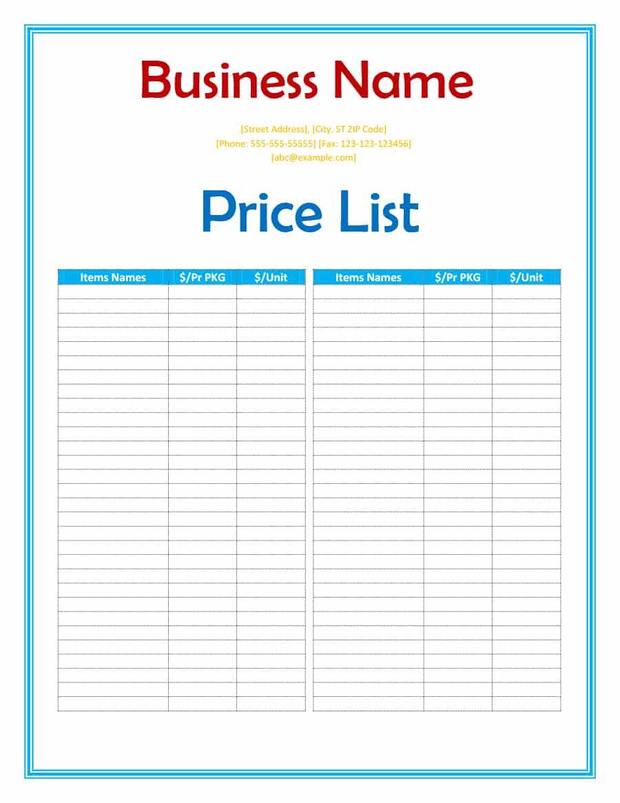 40 FREE Price List Templates (Price Sheet Templates) Template Lab 40 FREE Price List Templates (Price Sheet Templates) Template Lab
