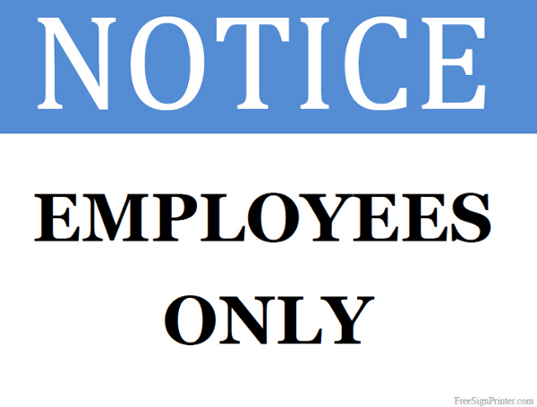 Printable Employees Only Sign Printable Employees Only Sign