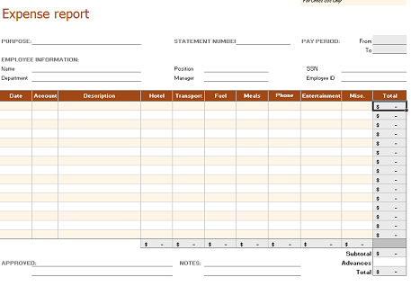 This printable expense report has spaces in which an employee or This printable expense report has spaces in which an employee or