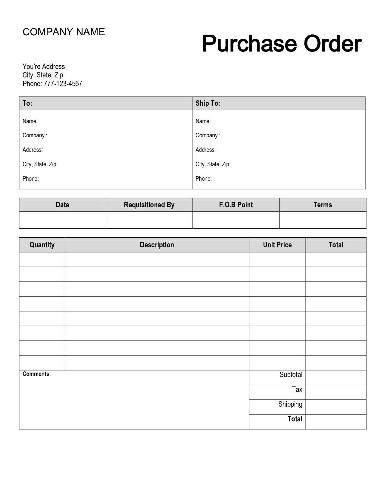 Free Printable Purchase Order Form | Purchase Order | shop Free Printable Purchase Order Form | Purchase Order | shop