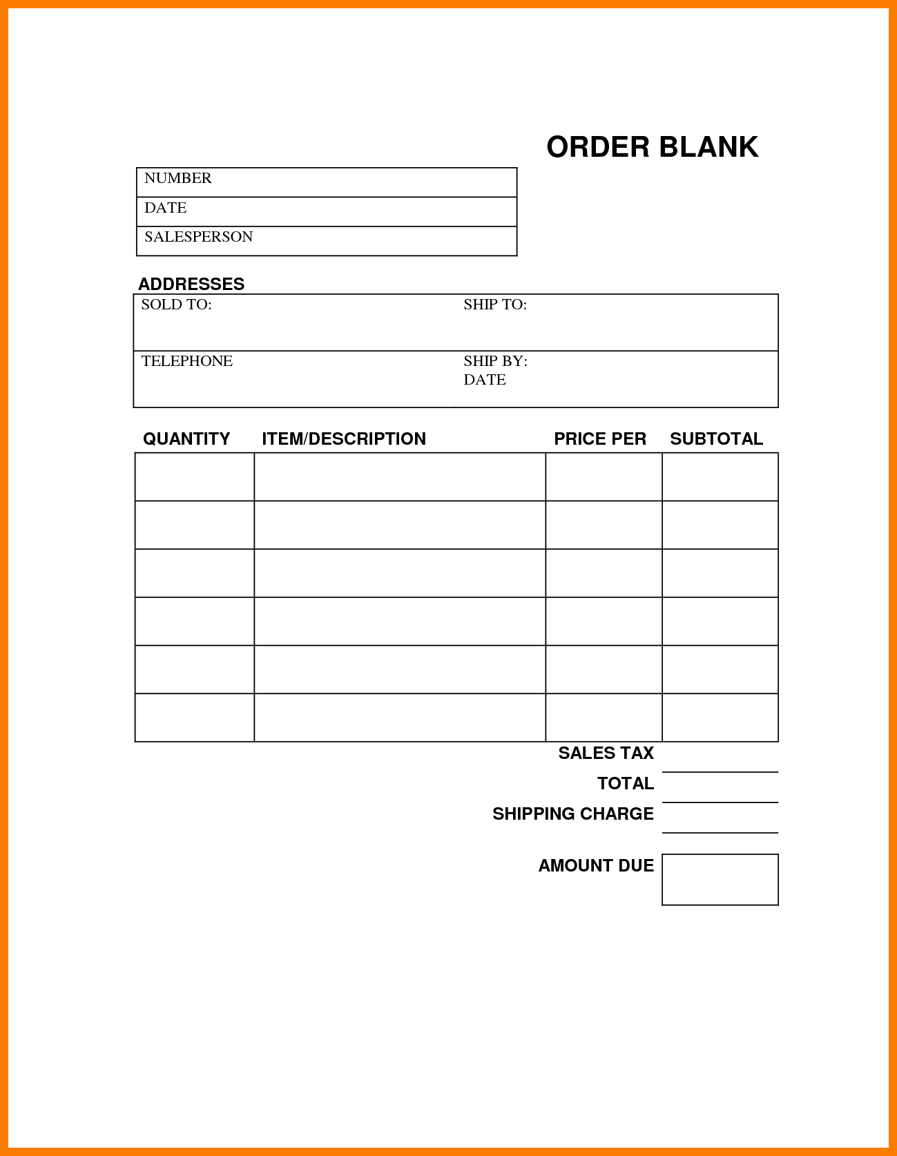 blank order form printable Kleo.beachfix.co blank order form printable Kleo.beachfix.co
