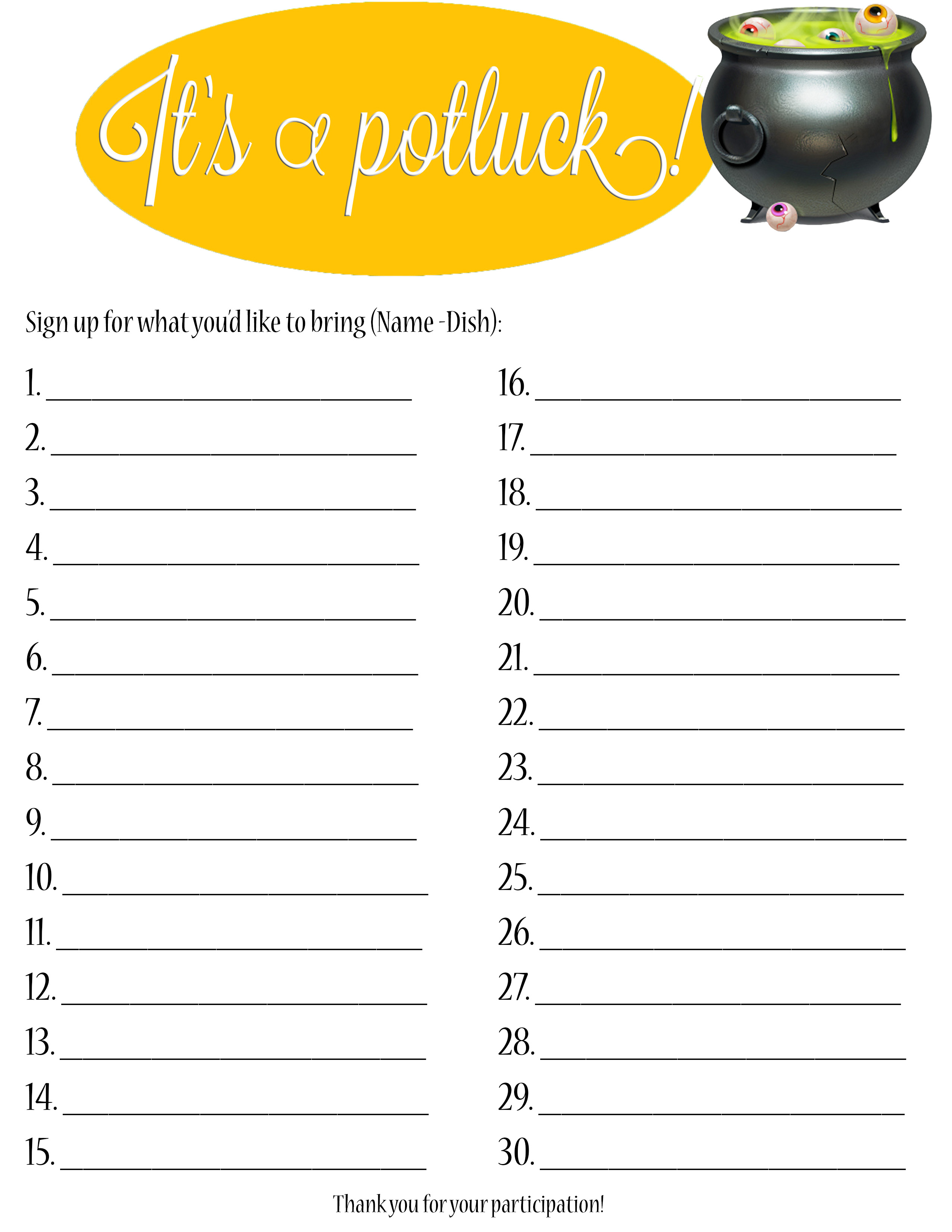 potluck signup sheet printable   Kleo.beachfix.co