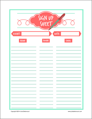 Free Printable Blank Sign up Sheet | Student Handouts Free Printable Blank Sign up Sheet | Student Handouts