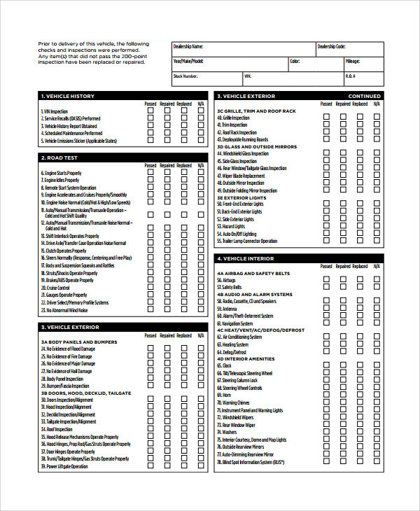 Vehicle Inspection Checklist Pdf Fill Online, Printable Vehicle Inspection Checklist Pdf Fill Online, Printable