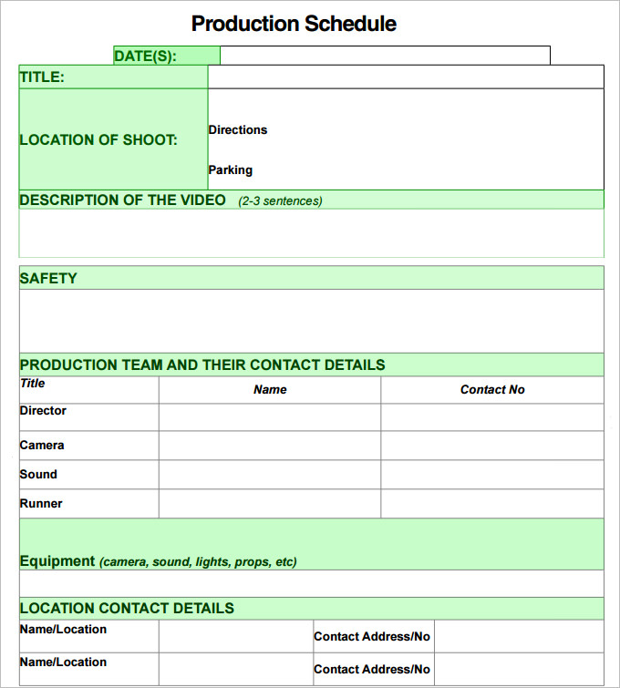 Production Schedule Template | Microsoft Excel Templates Production Schedule Template | Microsoft Excel Templates