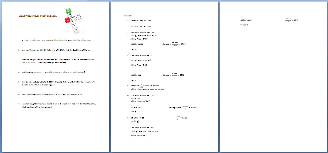 Profit or Loss Worksheet by pandarose Teaching Resources Tes Profit or Loss Worksheet by pandarose Teaching Resources Tes