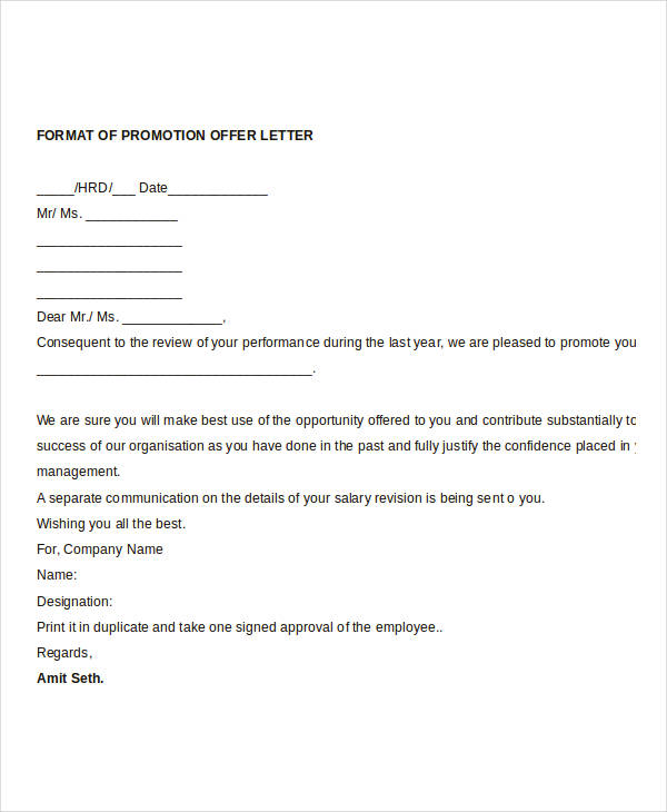 Promotion Offer Letter Template 7+Free Word Format Download Promotion Offer Letter Template 7+Free Word Format Download