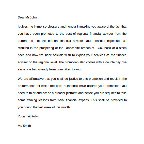 15 Promotion Letters – Samples, Examples & Formats | Sample Templates 15 Promotion Letters – Samples, Examples & Formats | Sample Templates