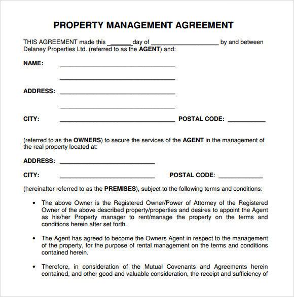 Property Management Agreement Template Property Management Agreement Template
