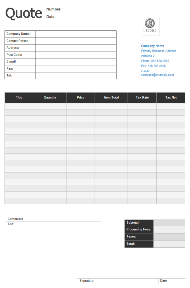 Price Quote Form | Free Price Quote Form Templates Price Quote Form | Free Price Quote Form Templates